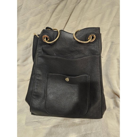 Steve Madden Large Black Tote/shoulder Bag With Phone Holder - Picture 1 of 14